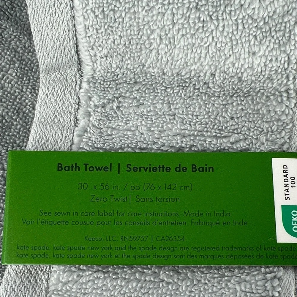 Kate Spade New York Light Blue Bath Towel Set Luxury Cotton Plush Set of 2 NEW